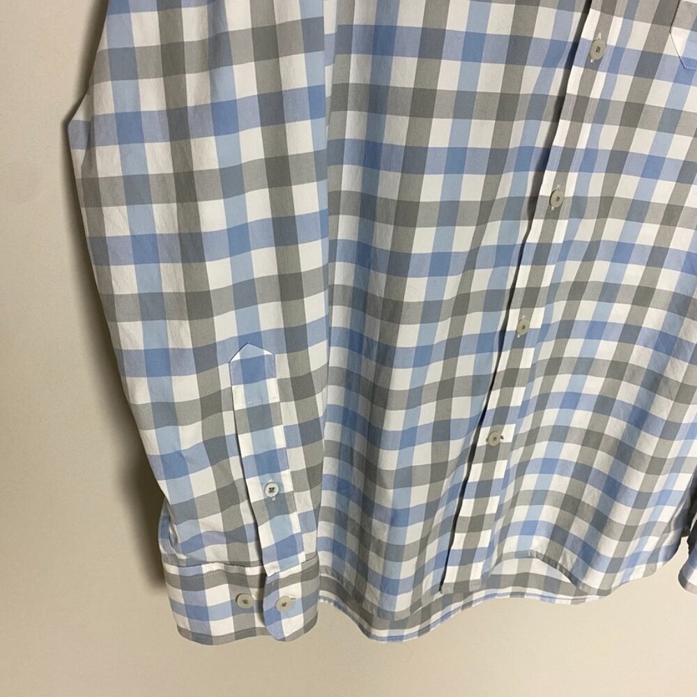 Fish Hippie Check Plaid Button Down Shirt Mens‎ Large Long Sleeve Blue Grey - Picture 2 of 8